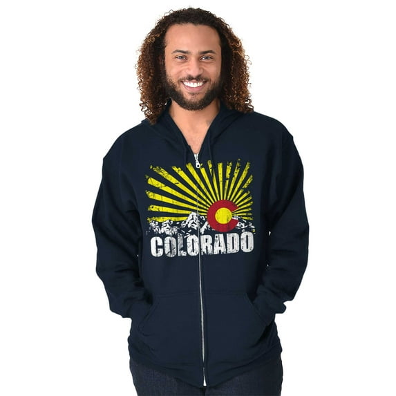 Colorado Mountain Pride CO State Flag Unisex Fleece Graphic Zip Up Hoodie Brisco Brands 2X