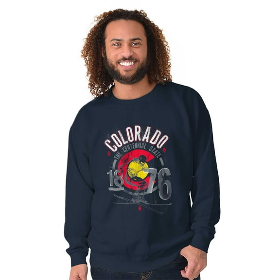 Colorado Mountain Skier State Flag Sweatshirt for Men or Women Brisco Brands S