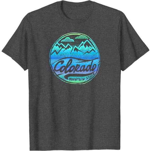 Colorado Mountain State Retro Vintage Softstyle Unisex T-Shirt,Dark Heather Grey Color,Size 5XL