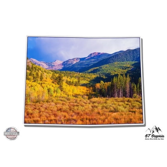 Colorado Mountain View Beautiful Fall Color - 12" Vinyl Sticker Waterproof Decal