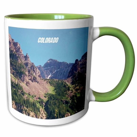 3drose, Colorado Mountains, 11oz Two-tone Green Mug