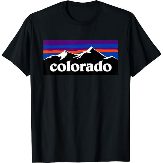 Colorado Mountains Graphic Design T-Shirt Black 2X-Large