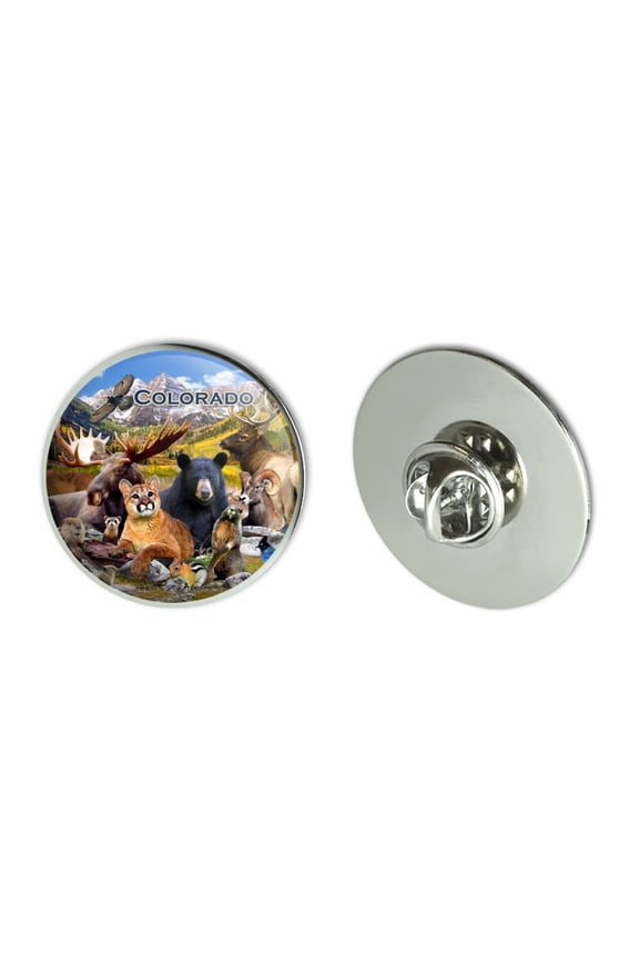 Colorado Mountains Lake Wildlife Animals Beer Moose Elk Cougar Metal 1.1" Tie Tack Hat Lapel Pin Pinback