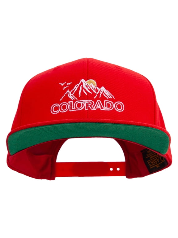 Colorado Mountains Logo Embroidered Wool Blend Prostyle Snapback - Red OSFM