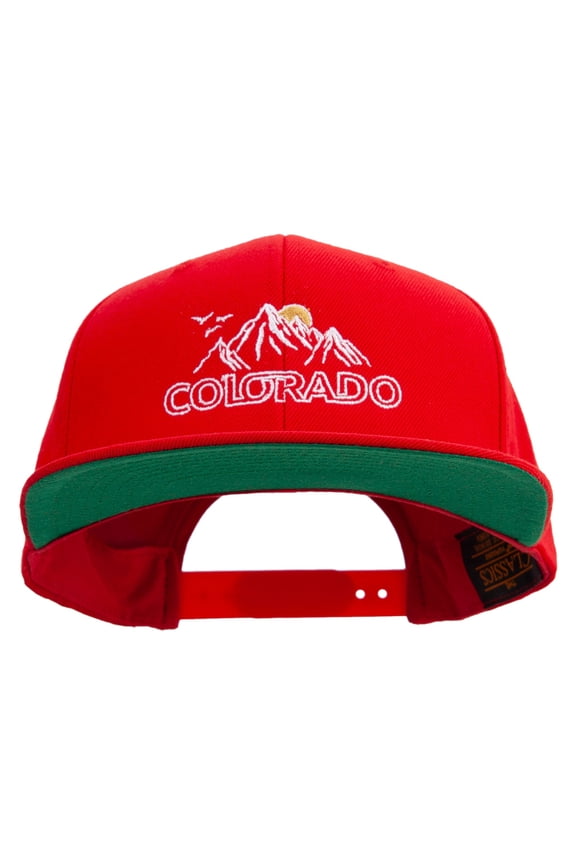 Colorado Mountains Logo Embroidered Wool Blend Prostyle Snapback - Red OSFM