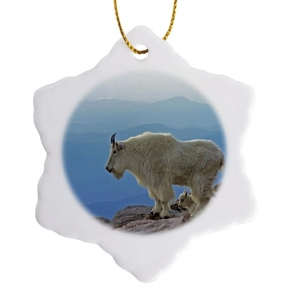 3drose, Colorado, Mt Evans. Mountain Goats, Rocky Mtns - Us06 Bja0030 - Jaynes Gallery, 3 inch Snowflake Porcelain Ornament