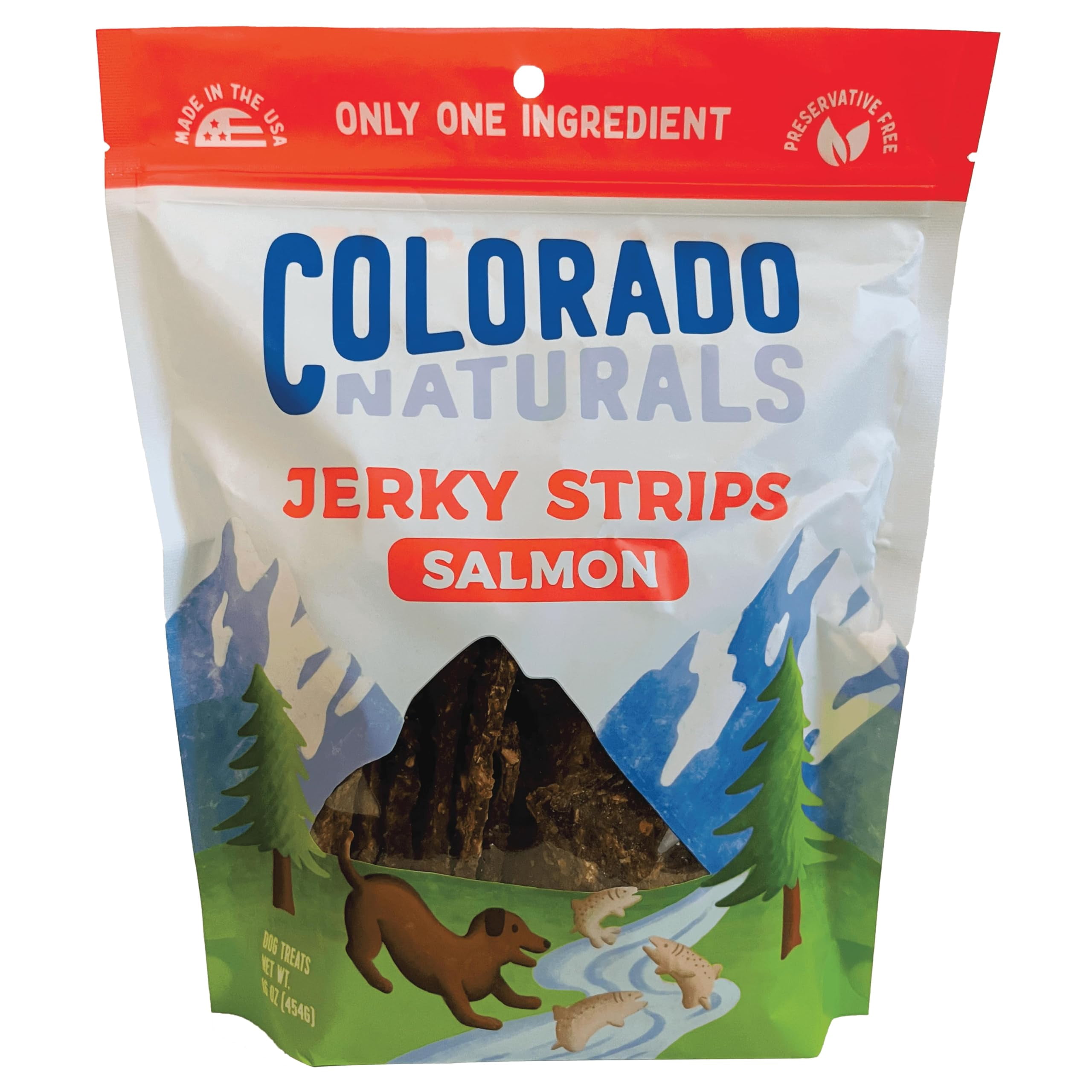 Visual Reference: Colorado Naturals Salmon Jerky Strips Hyz01 Dog Treats 16 Oz