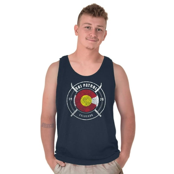 Colorado Retro Ski Patrol Distressed Tank Top T Shirts Men Women Brisco Brands S