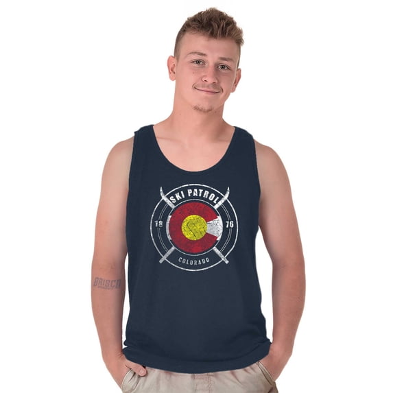 Colorado Retro Ski Patrol Distressed Tank Top T Shirts Men Women Brisco Brands S