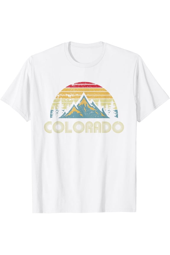 Colorado - Retro Vintage Mountains Nature Hiking T-ShirtMen's and women's pure cotton short-sleeved shirts