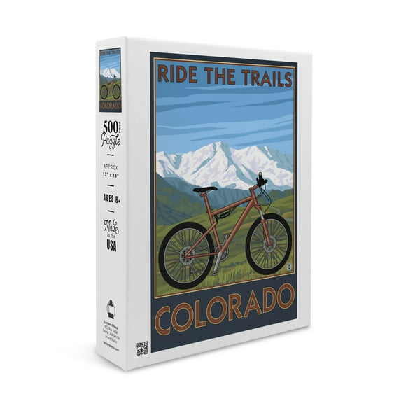 Colorado, Ride the Trails, Mountain Bike (19x27 inches, Premium 500 Piece Jigsaw Puzzle for Adults and Family, Made in USA)