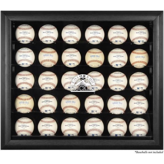 Colorado Rockies Logo Black Framed 30-Ball Display Case