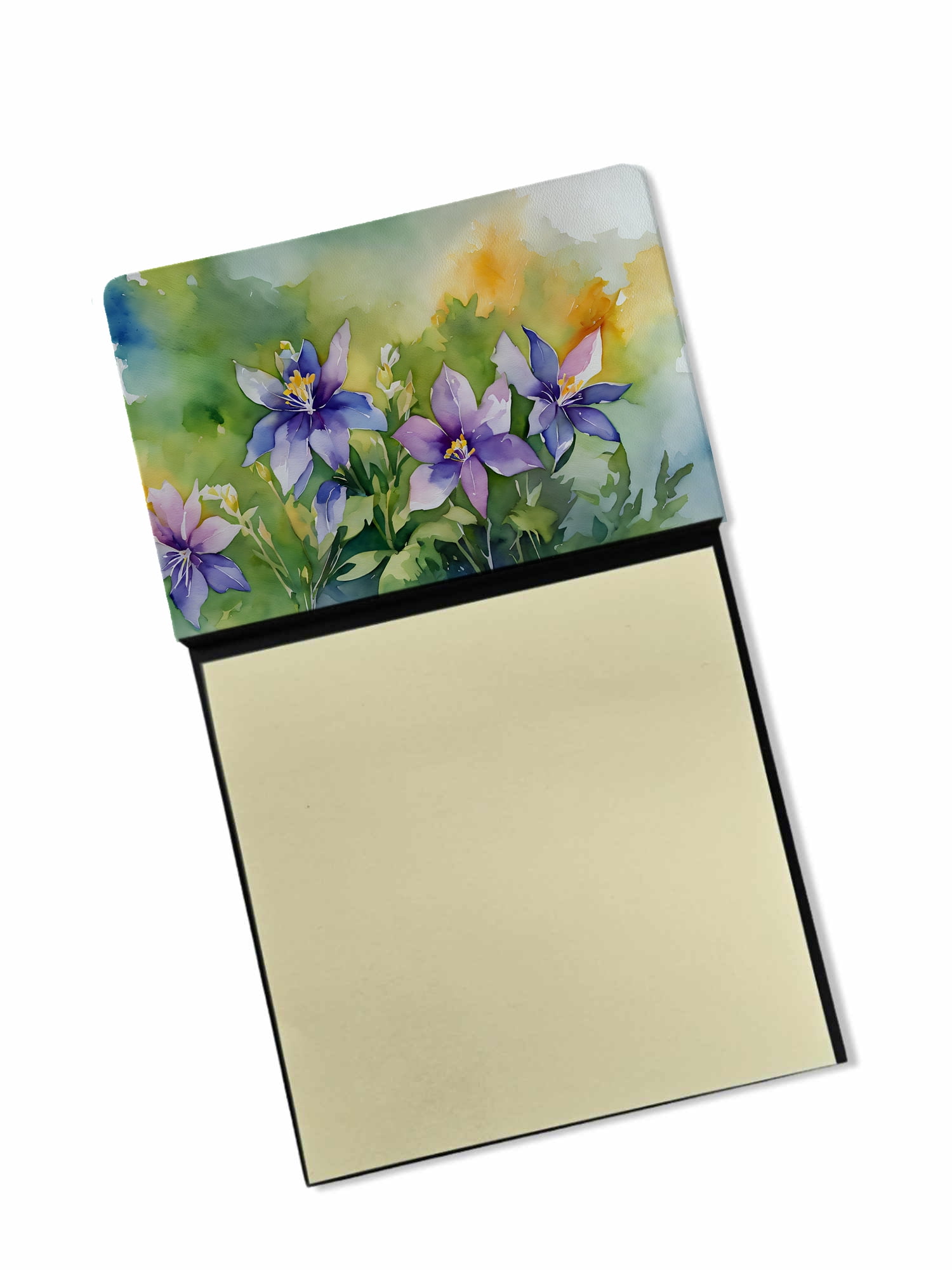 Colorado Rocky Mountain Columbine in Watercolor Sticky Note Holder 3.25 in x 5.25 in