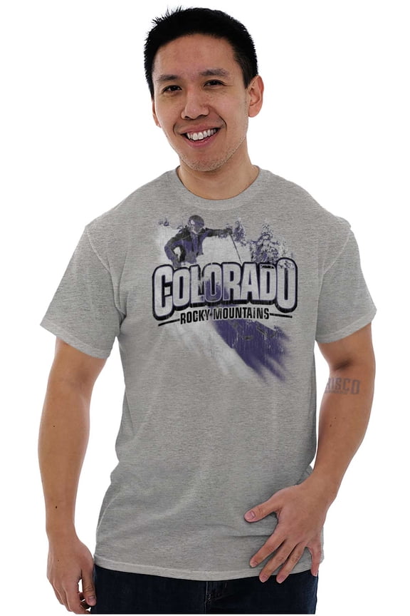 Colorado Rocky Mountains Aspen Skier Plus Size Crewneck Graphic Tee Shirt Brisco Brands 2X