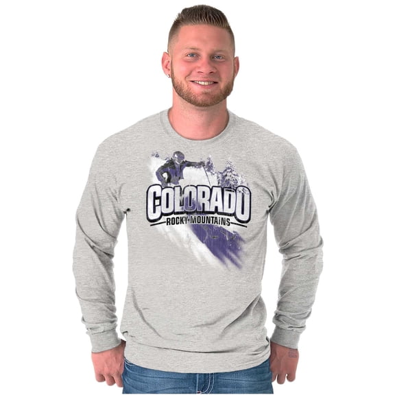 Colorado Rocky Mountains Aspen Skier Plus Size Long Sleeve Graphic Tee Shirt Brisco Brands 3X