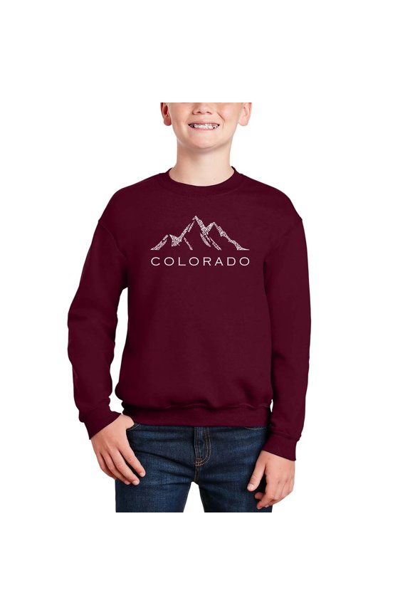 Colorado Ski Towns - Boy's Word Art Crewneck Sweatshirt