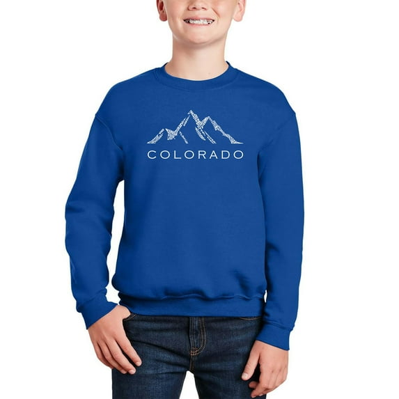 Colorado Ski Towns - Boy's Word Art Crewneck Sweatshirt