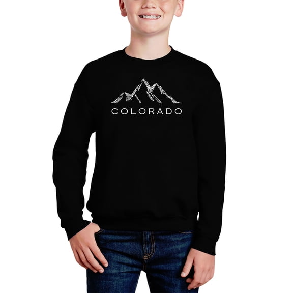 Colorado Ski Towns - Boy's Word Art Crewneck Sweatshirt