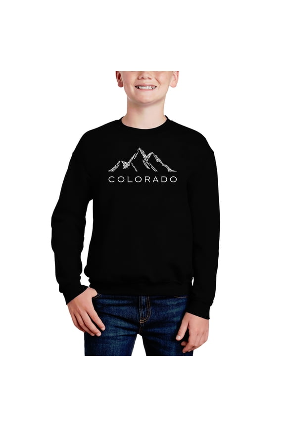 Colorado Ski Towns - Boy's Word Art Crewneck Sweatshirt