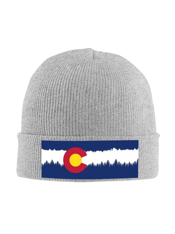 Colorado Snow Mountain Winter Beanie Hats for Men Women Warm Cozy Knitted Cuffed Skull Cap Gray