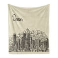 thumbnail image 1 of Colorado Soft Flannel Fleece Blanket, Denver City Skyline Sketch with Buildings and Mountains Vintage Town Pattern, Cozy Plush for Indoor and Outdoor Use, 50" x 70", Beige Dark Brown, by Ambesonne, 1 of 6