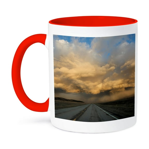3dRose, Colorado. Spring storm clouds at sunrise above South Park., 15oz Two-Tone Red Mug
