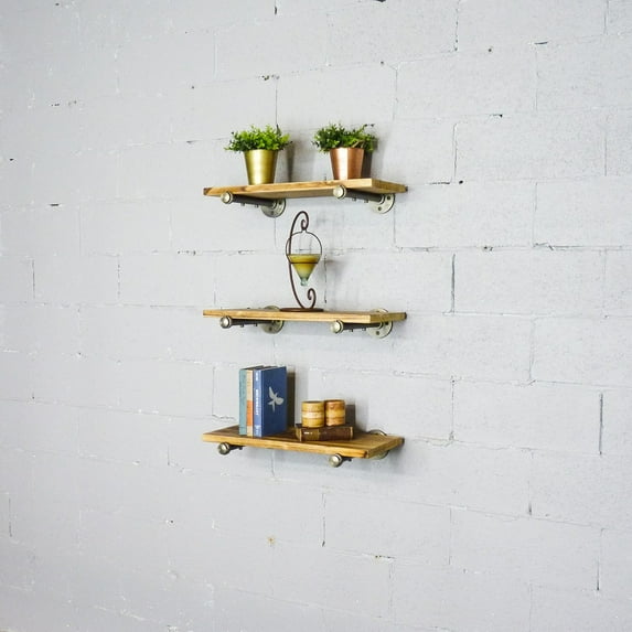 Furniture Pipeline Colorado Springs Industrial Farmhouse Wall Shelf - Set of 3