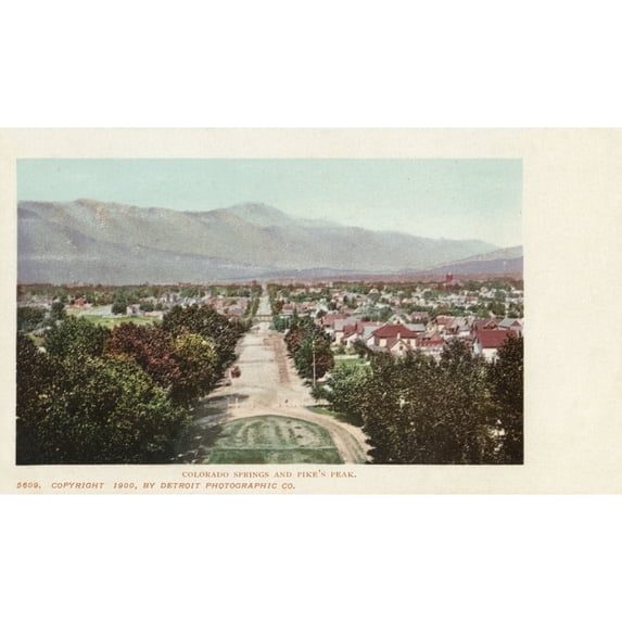 Colorado Springs And Pike'S Peak, Colorado, Usa Print By Mary Evans Grenville Collins Postcard Collection