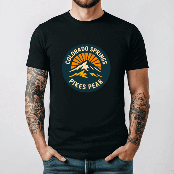 Colorado Springs Pikes Peak Badge Graphic Casual Apparel T Shirt Top,for unisex up to 5XL