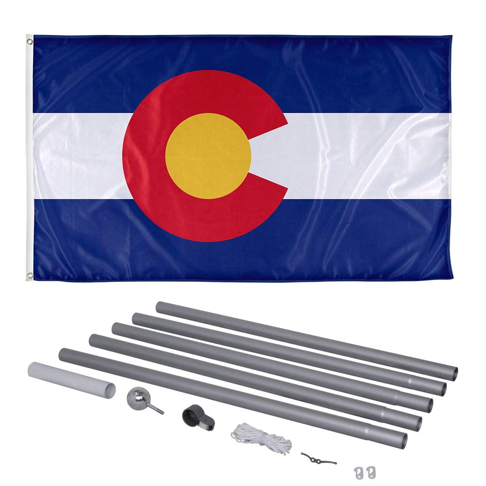 Colorado State Flag and 20ft Flagpole with PVC Ground Insert Included ...
