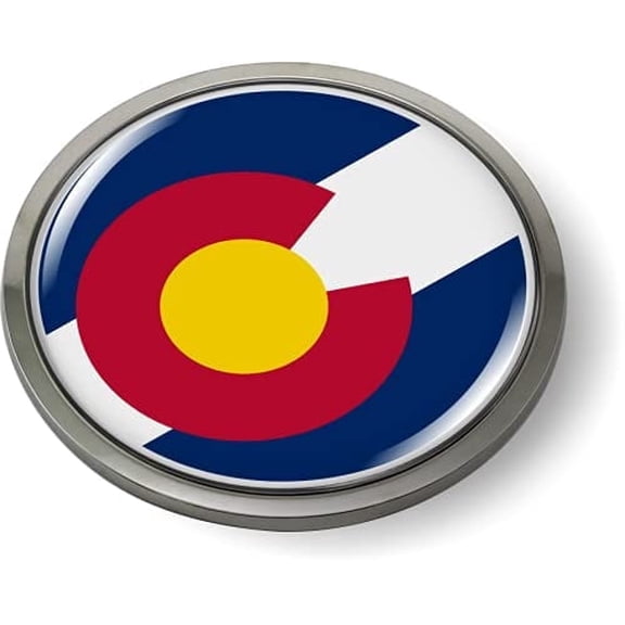 BestLicensePlateFrames Colorado State Flag 3D Domed CAR Emblem Badge Sticker Chrome Plastic Round Bezel