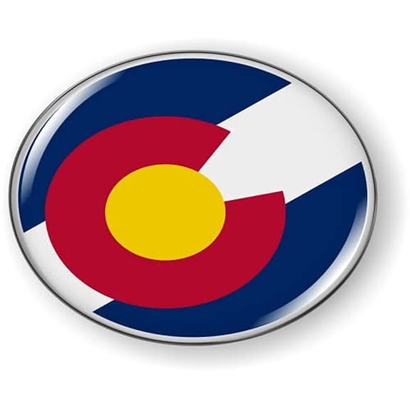 BestLicensePlateFrames Colorado State Flag 3D Domed CAR Emblem Badge Sticker Flexible Round