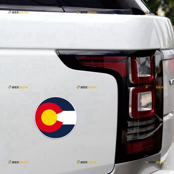 Colorado State Flag Circle Car Magnet Sticker Magnetic Decal - 2 Pack Reflective 4" - for Truck Door Fridge Reusable Waterproof
