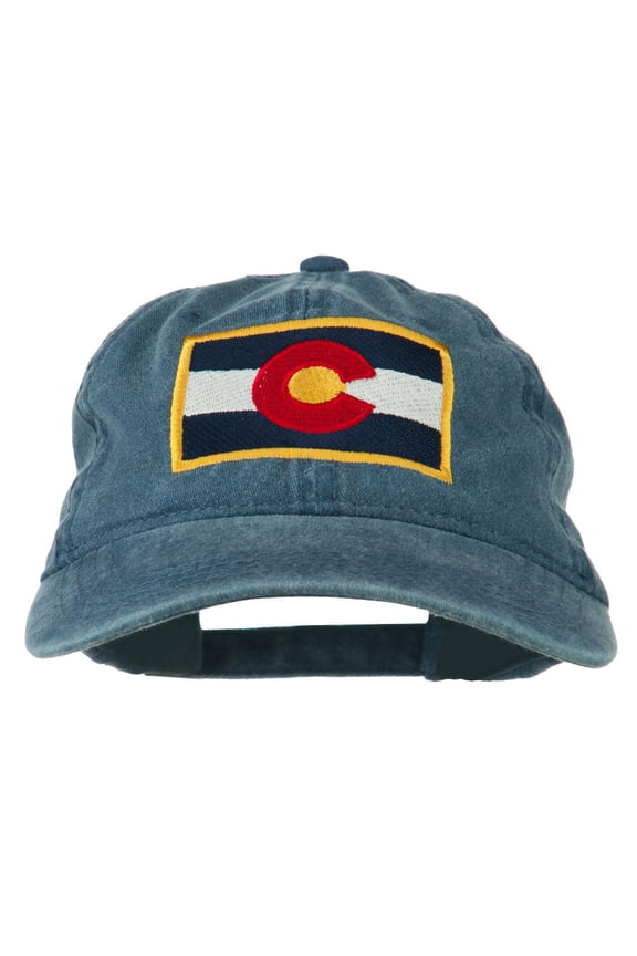 Colorado State Flag Embroidered Washed Buckle Cap - Navy OSFM