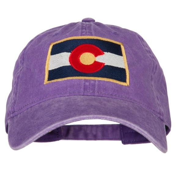 Colorado State Flag Embroidered Washed Buckle Cap - Purple OSFM