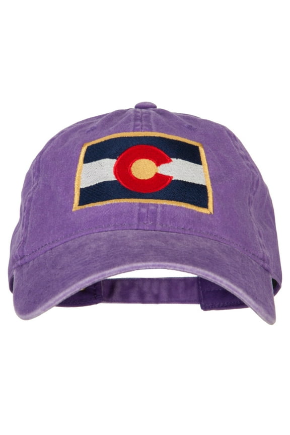 Colorado State Flag Embroidered Washed Buckle Cap - Purple OSFM
