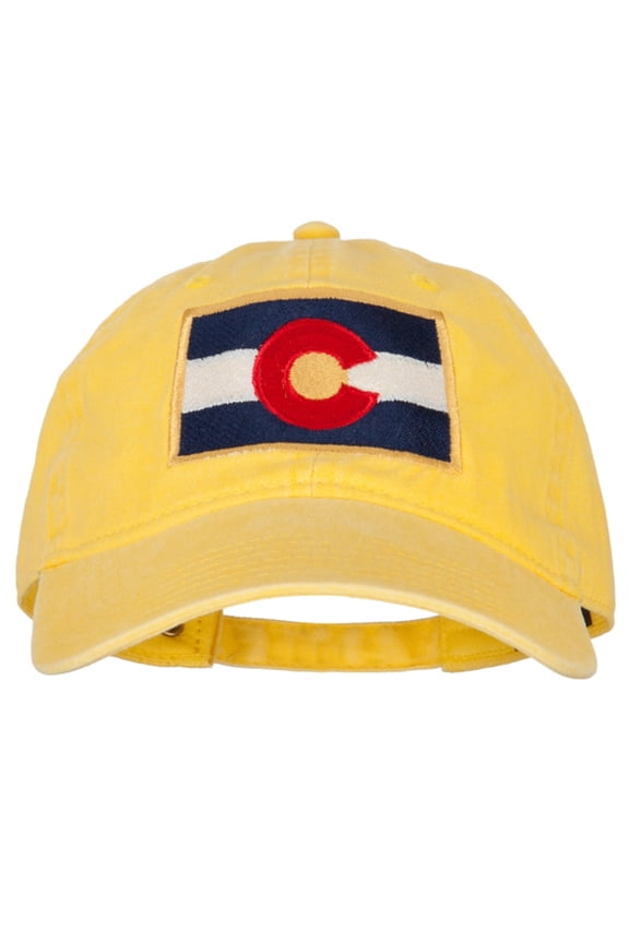 Colorado State Flag Embroidered Washed Buckle Cap - Yellow OSFM