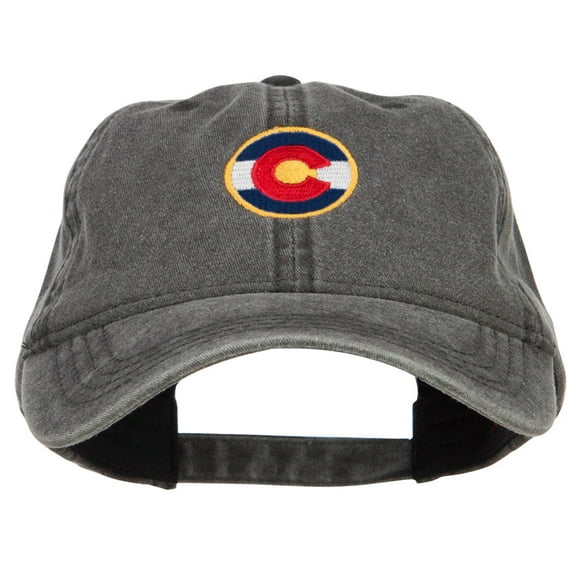 Colorado State Flag Embroidered Washed Cap - Black OSFM