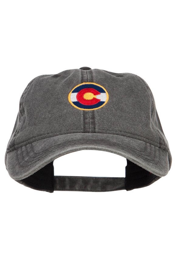 Colorado State Flag Embroidered Washed Cap - Black OSFM