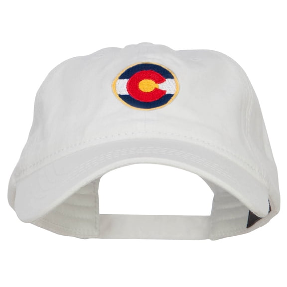 Colorado State Flag Embroidered Washed Cap - White OSFM