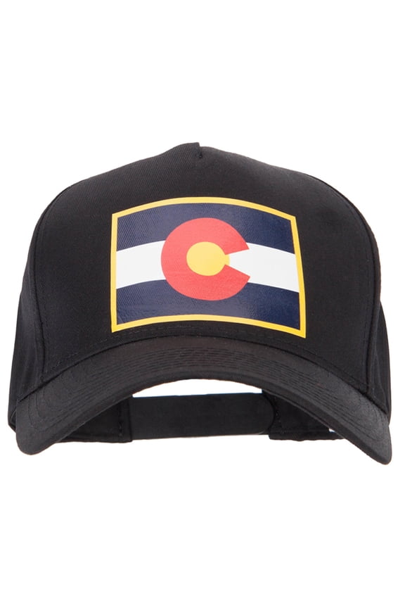 Colorado State Flag Heat Transfer 5 Panel Pro Style Twill Brushed Cap - Black OSFM