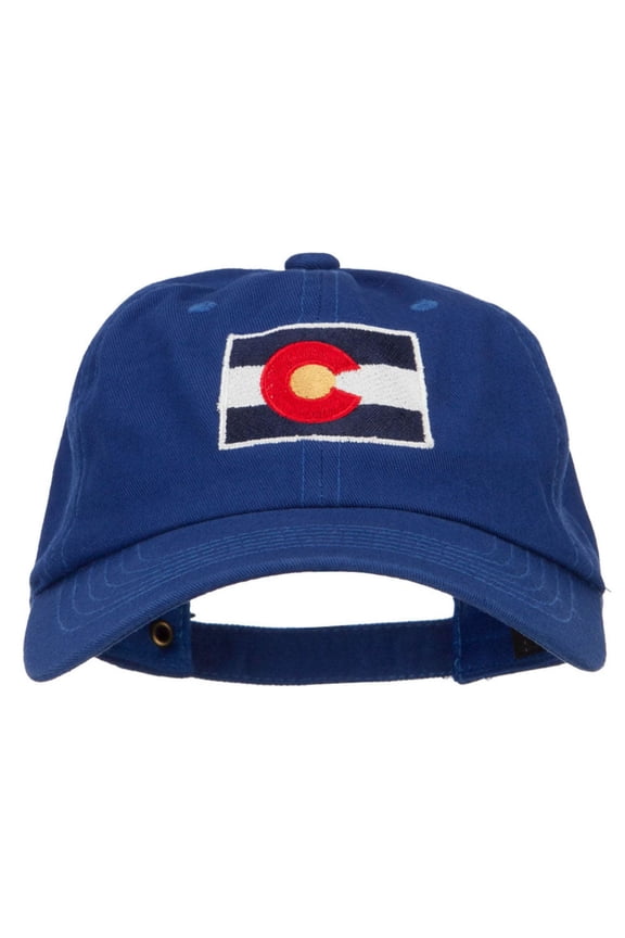 Colorado State Flag Map Embroidered Unstructured Washed Cap - Royal OSFM