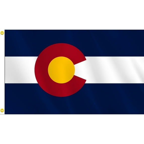 Colorado State Flag, Nylon, 3' x 5', 100% Made in USA, Canvas Header, Heavy-Duty Brass Grommets