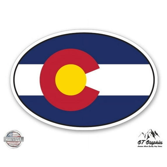 Colorado State Flag Oval - 12" Vinyl Sticker Waterproof Decal