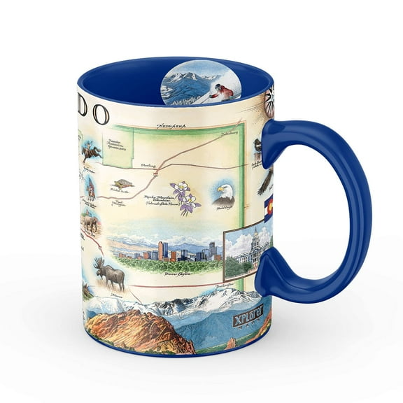 Colorado State Map Ceramic Mug (Large 16oz) Coffee Cup, Tea, Cocoa, Hot Chocolate, Brew Mugs, and Cold Drinks, BPA-FREE - For Office, Home, Gift (Individual Mug)