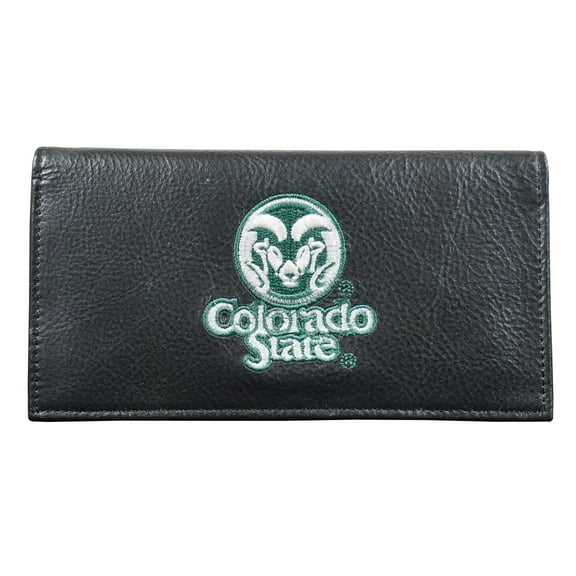 Colorado State NCAA Rams Embroidered Logo Black Leather Checkbook Cover For Men & Women Checkbook Holder