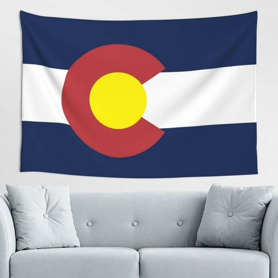 Colorado State Seal Flag Tapestry, Aesthetic Wall Hanging Tapestries Dorm Room Home Decor, 60" x 40"