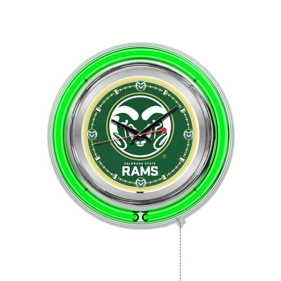 Holland Bar Stool Colorado State Double Neon Ring, 15" dia. Logo Clock