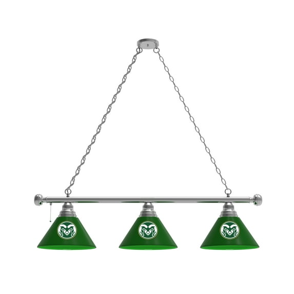 Colorado State University 3 Shade Billiard Light with Chrome FIxture