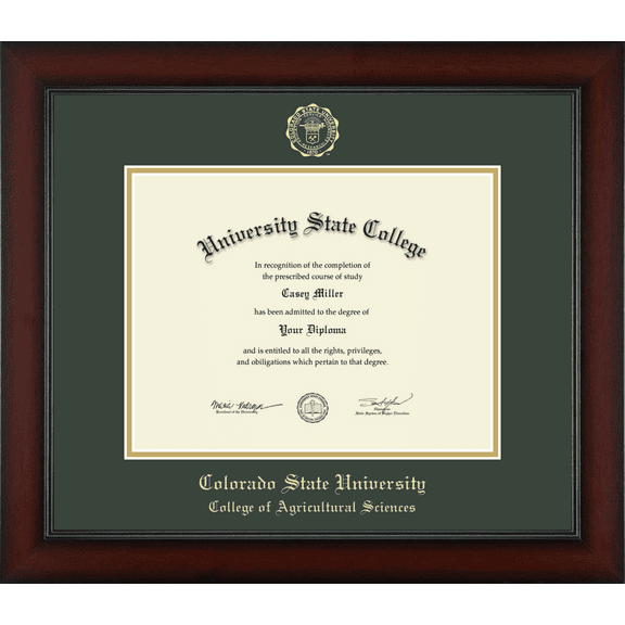 Colorado State University College of Agricultural Sciences Diploma Frame, Document Size 11" x 8.5"